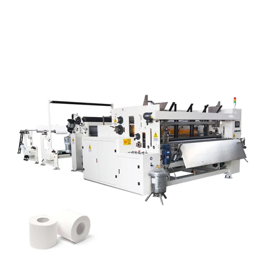Máquina para fabricar rolos de papel higiênico de baixo custo Máquina de rebobinar papel higiênico Linha de produção