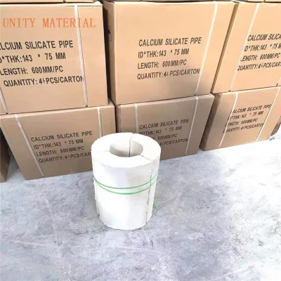 650c 1050c ASTM C610 Seções de tubos de isolamento de silicato de cálcio para tubulações de água quente de aço inoxidável